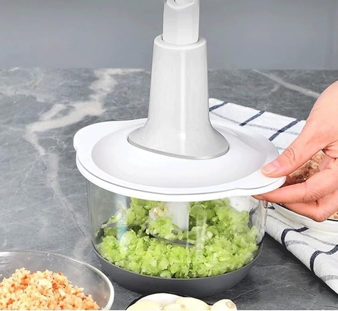 Chopper Manual Food Chopper, Speedy 2000ML Chopper with 3 Curved Stainless-Steel Blades, Chopper/Mincer/Mixer/Blender to Chop Fruits Onions/Fresh Meat/Ginger/Herbs/Garlics