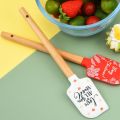 22.7x4.5cm Non-Stick Silicone Cake Spatula Wooden Handle Chocolate Butter Mixer Pastry Cream Scraper Baking Kitchen Accessories. 