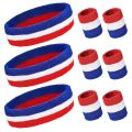 Striped Sweatbands Set,Including Sports Headbands and Wristbands. 