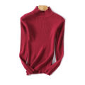 G&H Autumn Women Bottoming Sweater Solid Color Mock Neck Long Sleeve Slim Knitwear. 