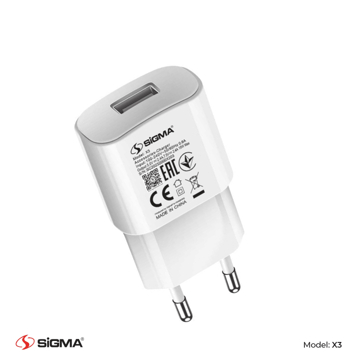 Sigma Home Charger X3 (18W) – USB Adapter Compatible with 9V2A