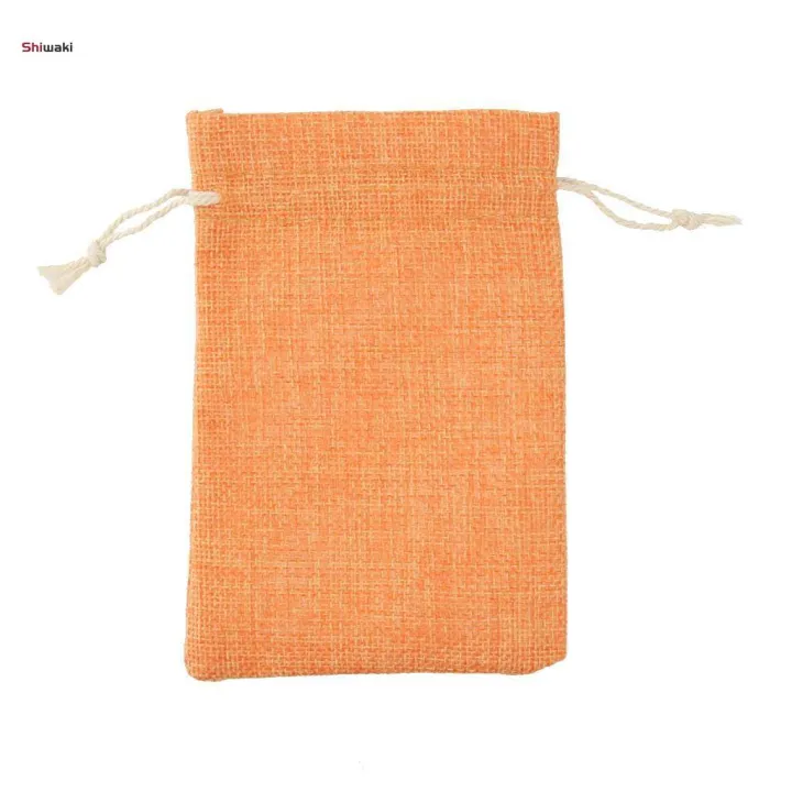 10pcs%20Linen%20Drawstring%20Bags%20Wedding%20Party%20Gift%20Bag%20Pouches%20Orange,10x14cm%20-%20Image%202