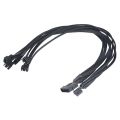Black Net Sleeved IDE Molex to 5 x 4-Pins PWM CPU Case Cooling Fan Splitter Hub Power Adapter Cable, Molex to PWM 1X5. 