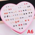 Ready Stock & COD Boxed Love 36 Pairs of Plastic Stud Earrings Set. 