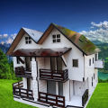 Wooden House 3D Model, Laser Cut Wooden Mountain House Lamp, Wonderful Gifts 3D Toy House Doll Gothic Villa Educational Wooden Miniature Construction Kids Toys Wood Crafts Home Decor. 