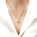 Rose petal women's necklace pendant imitation gold pop style jewelry versatile, fresh and delicate flowers, niche temperament. 