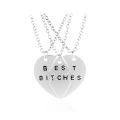 Trendy Pcs/set Best Bitches Pendant Broken Heart Stitching Necklace For Best Friends And Good Girlfriends Sets Of Chains. 