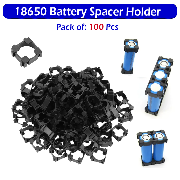 100pcs Single Cell 18650 Battery Holder Spacer Black Plastic Lithium Cell Bracket by Electria