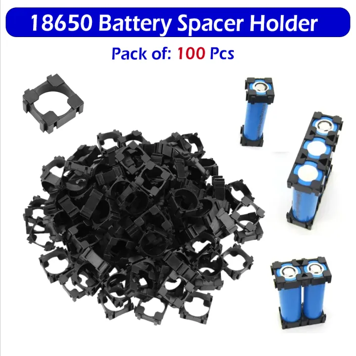 100pcs Single Cell 18650 Battery Holder Spacer Black Plastic Lithium Cell Bracket by Electria