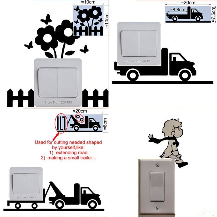 Cartoon%20Sticker%20Light%20Wall%20Stickers%20Light%20Decal%20Scrap%20Book%20Stickers%20Cat%20Dog%20Wall%20Sticker%20Beautiful%20Modern%20Art%20Switch%20Board%20Stickers%20Kitty%20%7C%20Dancer%20%7C%20Puppy%20Bird%20Cage%20%7C%20Fairy%20Reusable%20Sticker%20-%20Image%204