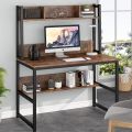 47 Inches Space Saving Writing Study Table Home Office Desk PC Laptop Table Computer Desk with Hutch & Bottom Bookshelf. 