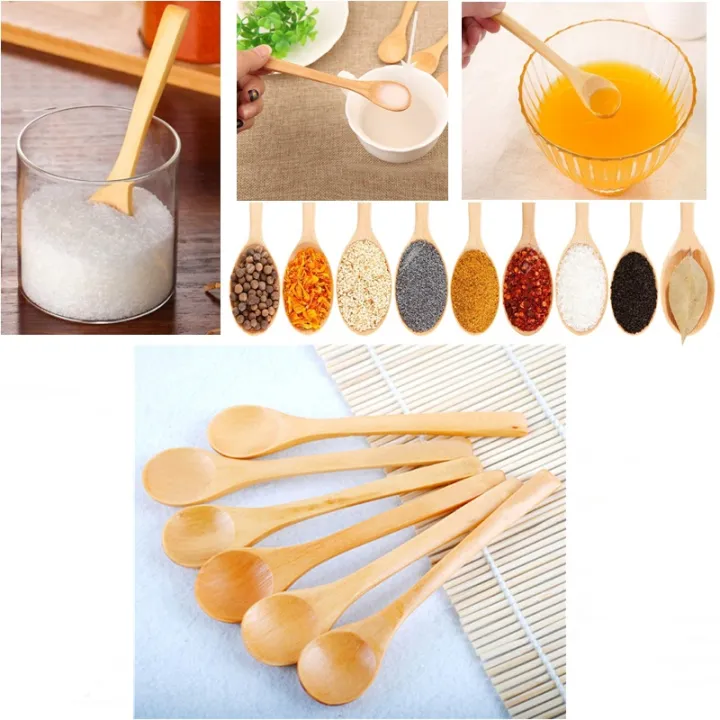 Pack of 6 Wooden Bamboo Spice jar Spoon/Suger Pot Spoon/Tea & Coffee Mixing Spoon/Ice Cream Spoon