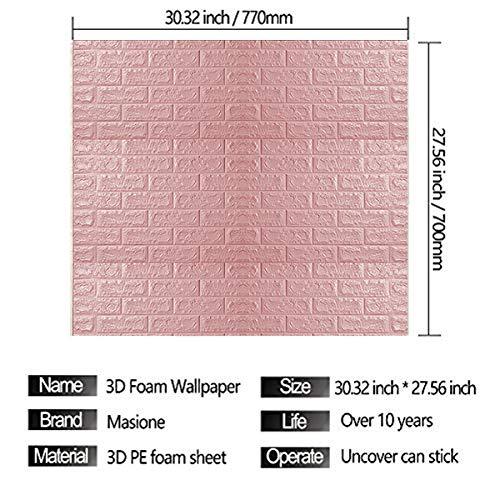 3D Brick Wall Stickers, Self-Adhesive PE Foam Wallpaper for TV Wall, Sofa Background - Size 70x77cm