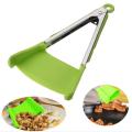 2 in 1 Clever Tongs Non Stick Heat Resistant Kitchen Spatula with Stainless Steel Frame and Heat Resistant Silicone Tong.. 