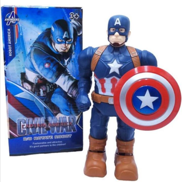 Avengers 4 Electric Rotate Captain America Robot Toy With Voice, Music & Lighting