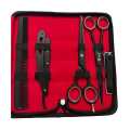 Complete Hair Cutting Experience Premium Quality Hairdressing Double Black Scissors Set for Barber Salons. 