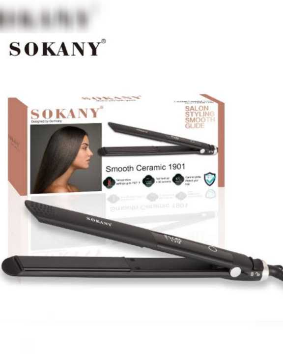 Hair Straightener, Salon-Quality Styling, Fast Heat Up in 30 Seconds, Temperature Settings up to 750°F, Ceramic Plates Protect, 50W, Ceramic Coating Plates, Digital Screen, 1901 - (Black