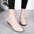 【ETOP】New arrivals korean fashion boots for women Women's Wedge Casual Round Head Pumps Wild Professional Work Shoes. 
