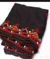 Sindhi embroidered black ajrak chadar for ladies crinkle stuff. 