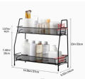 r,Premium 2-Tier Metal Spice Racks kitchen organizer - Multipurpose storage rack kitchen Organizer, Wall-Mounted Design, Portable Jar Stand, Bathroom Storage Shelf, Shampoo Holder, Makeup Stands - Black/White. 