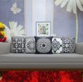 Techmanistan Pack of 5 - Random Design Black & White Geometric Cushion Covers, Throw Pillow, Decorative Case, Without Filling. 
