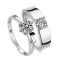 European American wedding platinum rings open size zircon couple ring men female mosan silver plated ring for wholesale. 