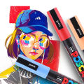 1pc Uni Poscas Plumones Colores Acrylic Marker Pen PC-3M 0.9mm-1.3mm POP Poster Advertising Mark Graffiti Pen Paint Art Supplies. 
