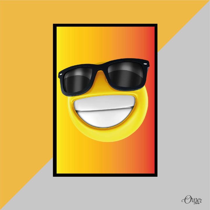 Home & Wall Decor Painting Cool Emoji With Sunglasses | Emoji Wall Art