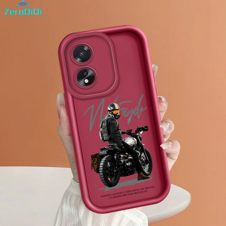 ZeroQiQi for OPPO A18 A38 Back Cover Motorcycle rider Soft Rubber Ladder Camera Protection Phone Case