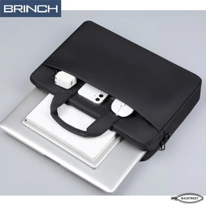BRINCH%2015.6"%20Laptop%20Sleeve%20Business%20Briefcase%20Compatible%20With%20Laptop/Macbook,%20Notebook%20Computer%20Waterproof%20Polyester%20Briefcase%20Shockproof%20Sleeve%20With%20Back%20Zipper%20Pocket%20&%20Trolley%20Belt%20-%20Image%206