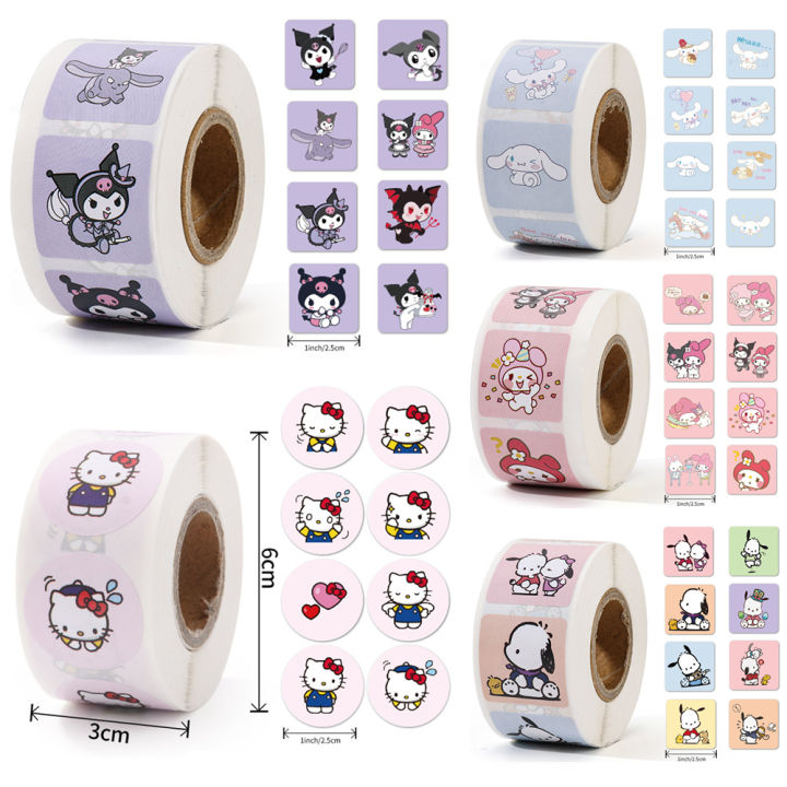 lody Ktty Mello Ki500 Pieces/Roll Sanrio Stickers Kawaii Heuromi Cinnamoroll Luggage Graffiti Decals Kids Toy Decoration Stickers Gift KEEMEEUYZO