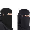 Niqab for Girls  Saudi Style PACK OF 2 10X12 AND 13X 13 Bidoon Essma Label and logo steel clip | Niqab and Hijab for girls Women Gift |Saudi forehead Niqab Imported Korean fabric |Ready to wear Hijab Niqab | Princess Niqab Hijab Zip Forhead Niqab Patti. 
