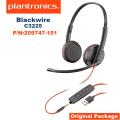 Active Noise Canceling Plantronics Blackwire C3225 C3200 Series USB-A Headset, Stereo Binaural Headset, Wired P/N: 209747-101 (Used A+). 