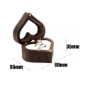 Wooden Box Ear Stud Earrings Jewelry Box Ring Box Heart-shaped Walnut Pair Ring Storage Packaging Gift Box. 