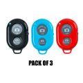 Pack Of 3 Easy Pair Mini Selfie Bluetooth Remote Shutter For All Smart Phones. 