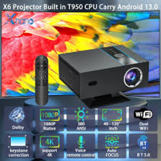 XNANO X6 Smart LED Projector – 600 ANSI Lumens, Full HD 1080P, Android 13, 5G Wi-Fi, Bluetooth 5.2 | Home Theater Cinema Projector
