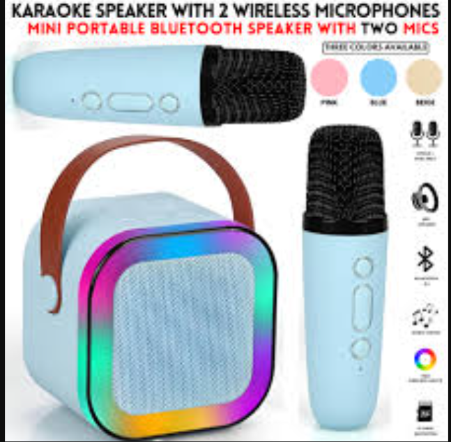 K12 Wireless Bluetooth Microphone with Mini RGB Light Speaker | Dual ...