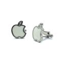 1 Pair Apple Silver Enamel Black White Maroon Cufflinks. 