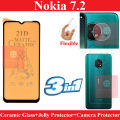 Nokia 7.2 Matte Glass Protector Ceramic Glass + Back Protector Transparent Hydrogel Soft Film jell Protection + Back Rear Camera Protector 9H Gorilla Flexible Protection For Nokia 7.2. 