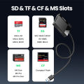 UGREEN SD Card Reader USB 3.0 Card Hub Adapter 5Gbps Read 4 Cards Simultaneously CF, CFI, TF, SDXC, SDHC, SD, MMC, Micro SDXC, Micro SD, Micro SDHC, MS, UHS-I for Windows, Mac, Linux. 