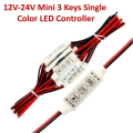 12V-24V Mini 3 Keys Single Color LED Controller Brightness Dimmer for LED Strip Light. 