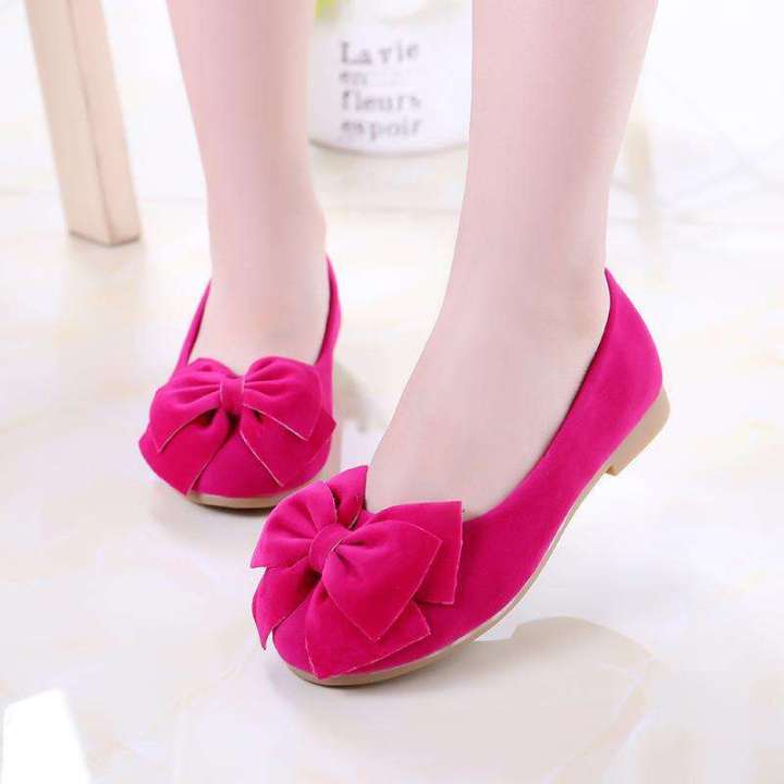 2024%20New%20Girl%20Spring%20and%20Autumn%20Princess%20Student%20Suede%20Bean%20Children's%20Bow%20Single%20Shoes%20-%20Image%202
