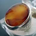 Mens Orange aqeeq ring in 925 Sterling Silver Handmade artisan. 