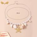 High-quality Necklace Exquisite Conch Starfish Necklace Elegant Beach Jewelry with Faux Pearls Perfect for Trendy Southeast Asian Buyers Exquisite Necklace. 