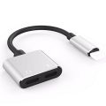 4 in 1 iPhone Adapter for Gaming Calling + Charging Dual Lightning Splitter Headphone Jack Cable Connector Dongle tws. 