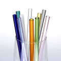 Set of 4 Reusable Glass Drinking Straws with Cleaning Brush - Heat Resistant Multi-Colour Bent & Straight Glass Straws for Juice, Smoothies & Milkshake. 