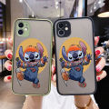 chenyyka For VIVO S5 Case With Side New Design Frosted Transparent Hard Square Edge Phone Case Pattern Silicone Casing Cartoon Cute Stitch Full Cover Camera Protection Cases Shockproof Softcase. 