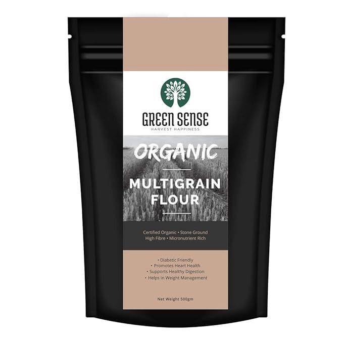 Green Sense Organic Multigrain Flour | Multigrain Atta | Gluten Free | Helps in Weight Loss, High in Protein - 500gm
