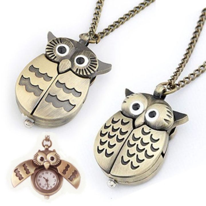Owl Pendant Watch Pocket Watch Necklace Quartz Chain Watch