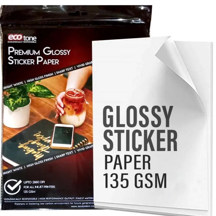Ecotone Premium Glossy Sticker Paper A4 – 50 Sheets – 135g/sm – Inkjet ...